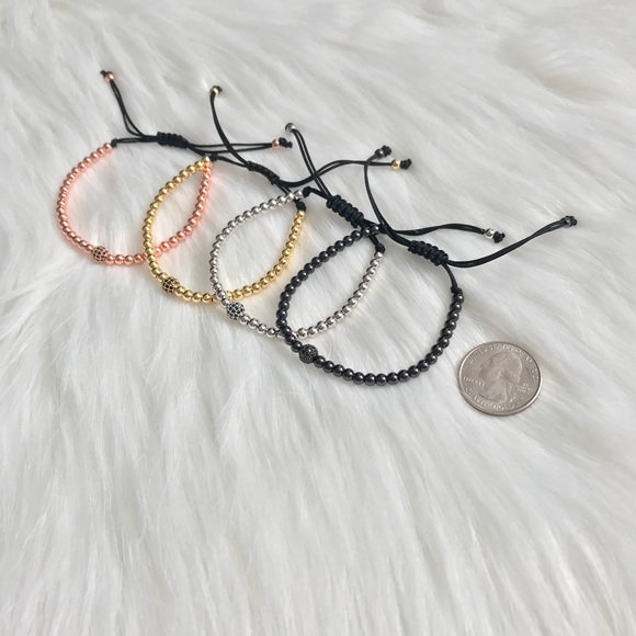 ♡ Dainty Macrame Rhinestone Adjustable Bracelet - Picture 5 of 6